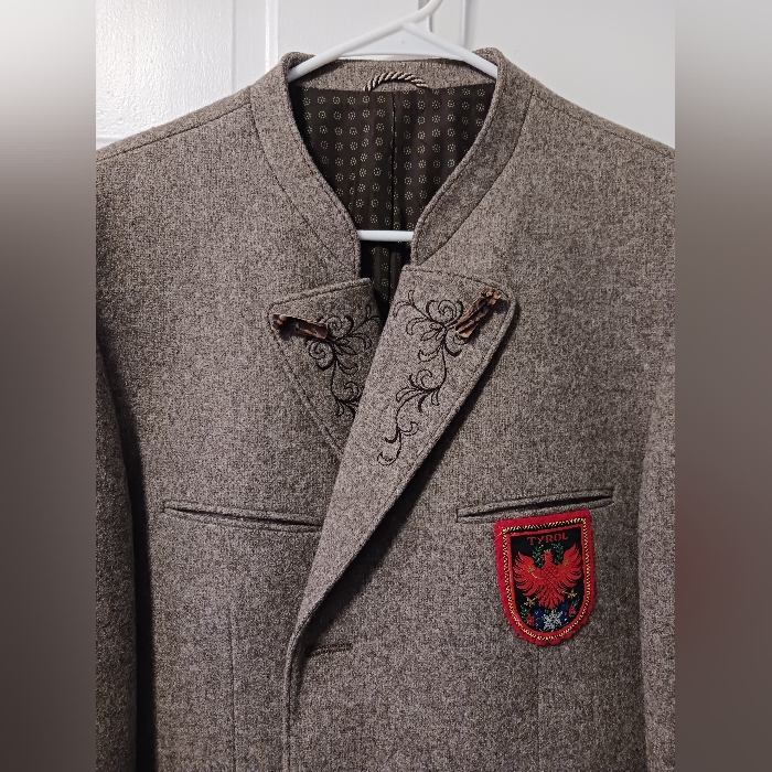 Masterpiece! Trachten By Julius Lang Austrian Wool Blazer, Embroidery Wood...